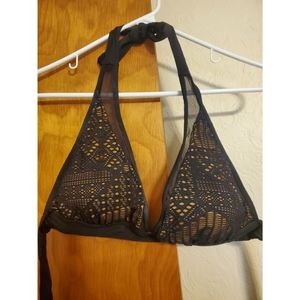 Mossimo Black and Camel Crochet Bikini Top